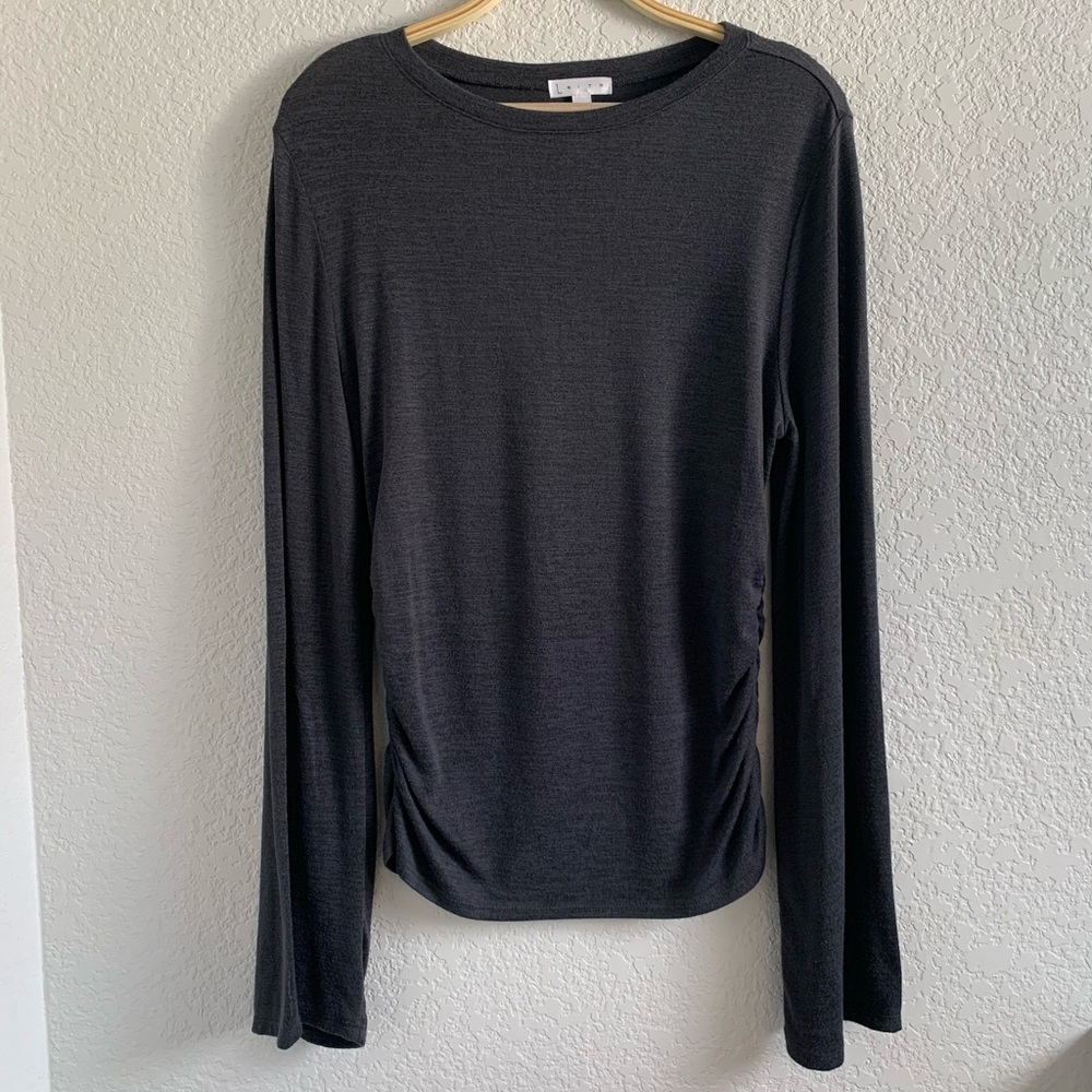 LEITH Grey Flare Sleeve Long Sleeve Top Blouse
